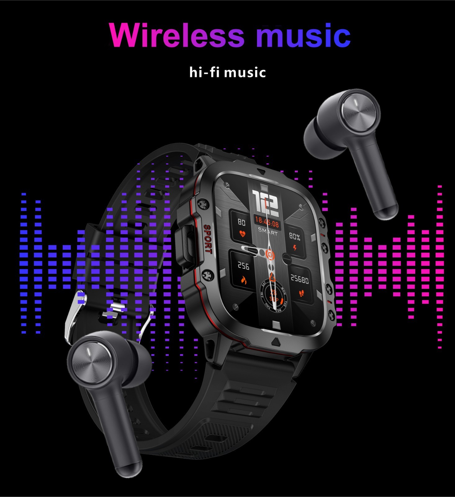 Smart Watch 1.96″ HD Waterproof Fitness Tracker Heart Rate Monitor Long Battery