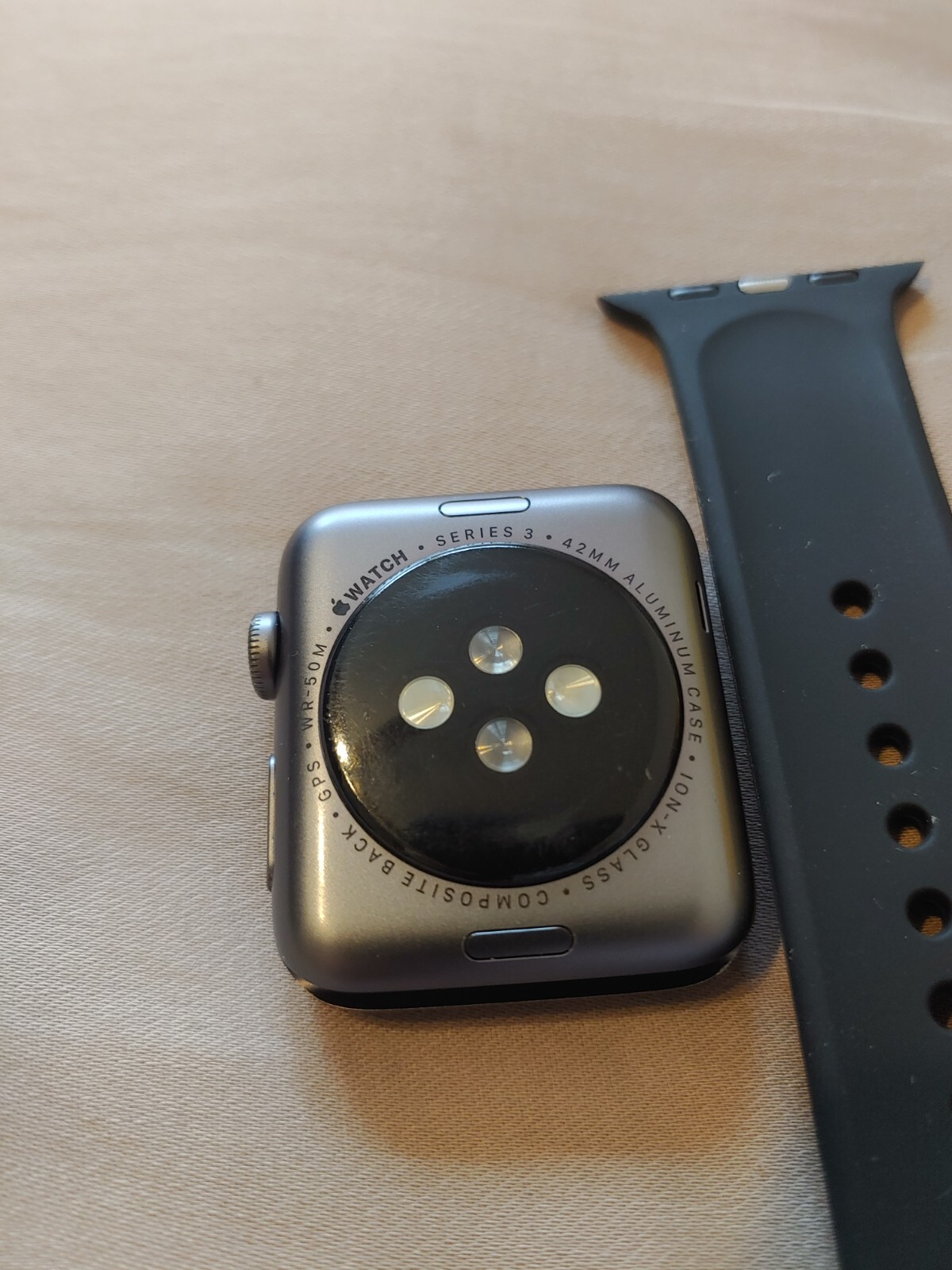 OB Apple Watch S3 Series 3 GPS 42mm Space Gray Aluminum Case Black Sport Band