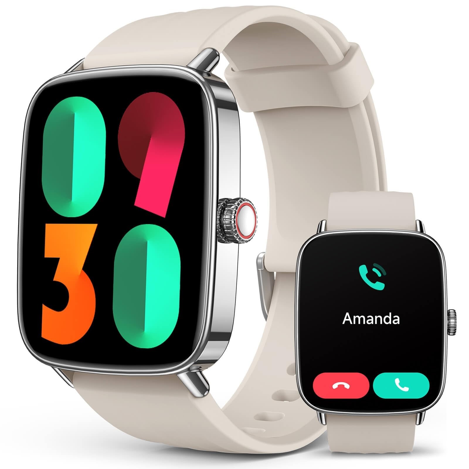 SOUYIE Smart Watches Women Men, 1.85″ AI Voice Smartwatch, 24/7 Heart Rate