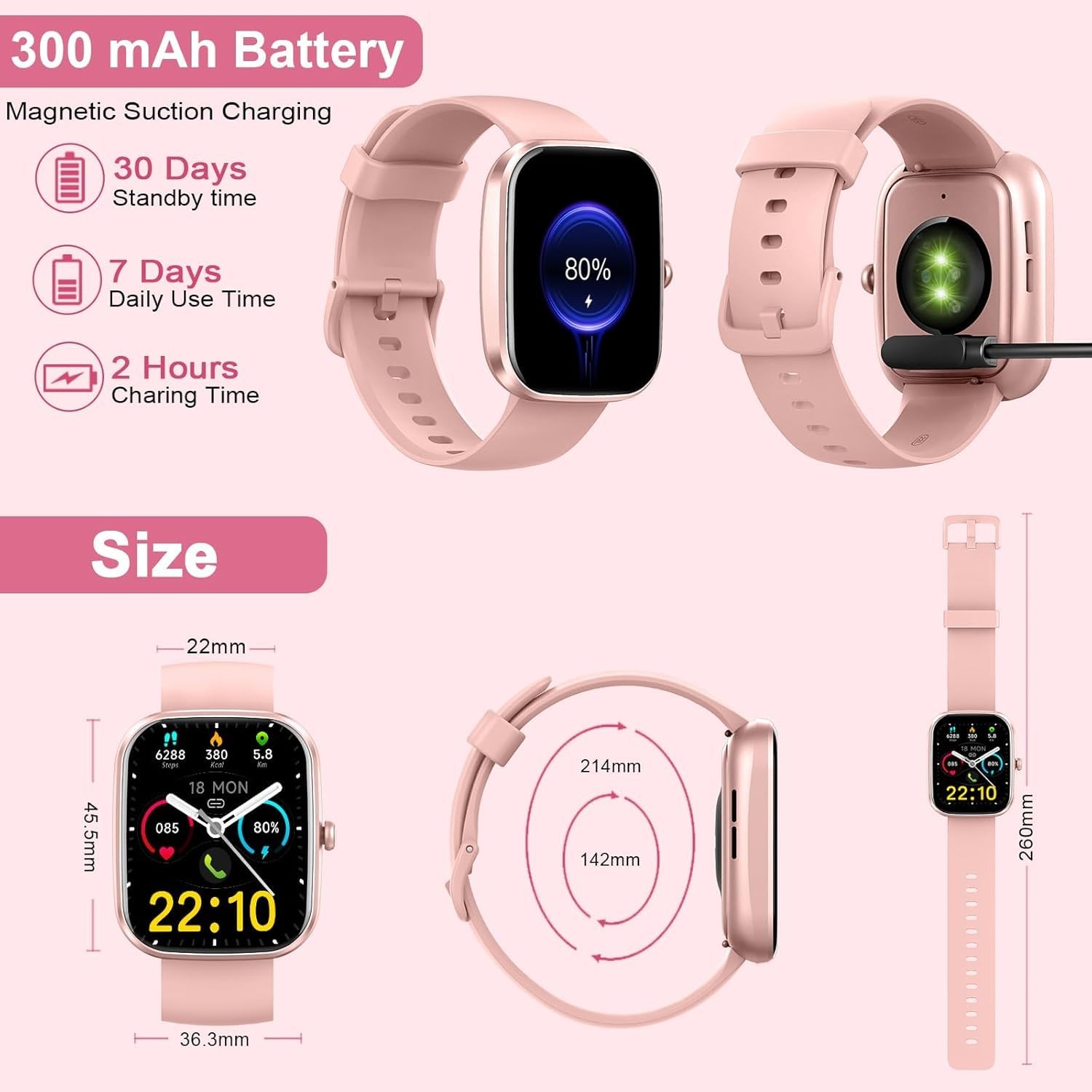 Fempoin Smart Watch, 1.96″ HD SmartWatch, Touch Screen Answer/Make Call, IP68…