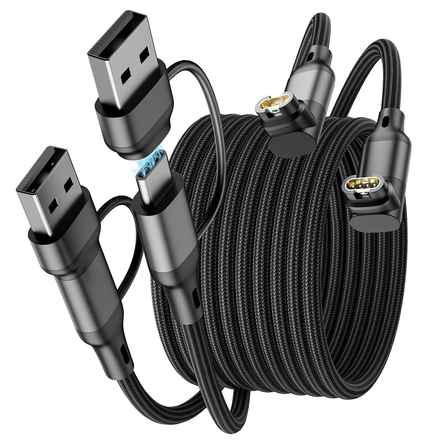USB C Charging Cable for Garmin Watch, 2-in-1 L-Shape Power Cord, 3.3ft 2pack