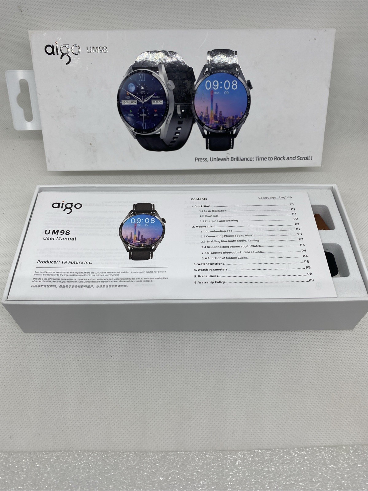 Aigo UM98 Fitness Smart Watch , IPHONE, Android, Bluetooth Unisex