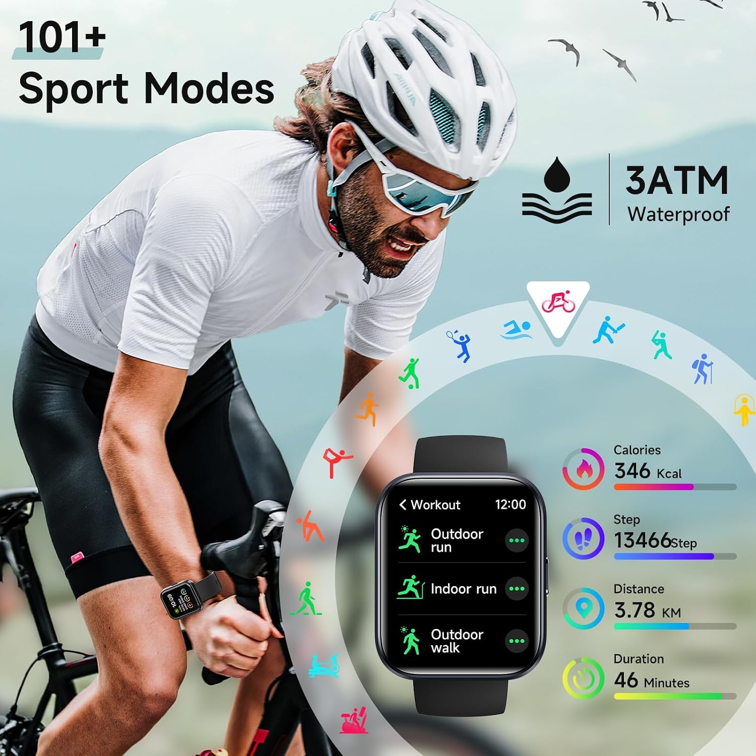 Smart Watch for Men Women, 1.8″ Fitness Tracker for Android & iPhone, Answer/Mak