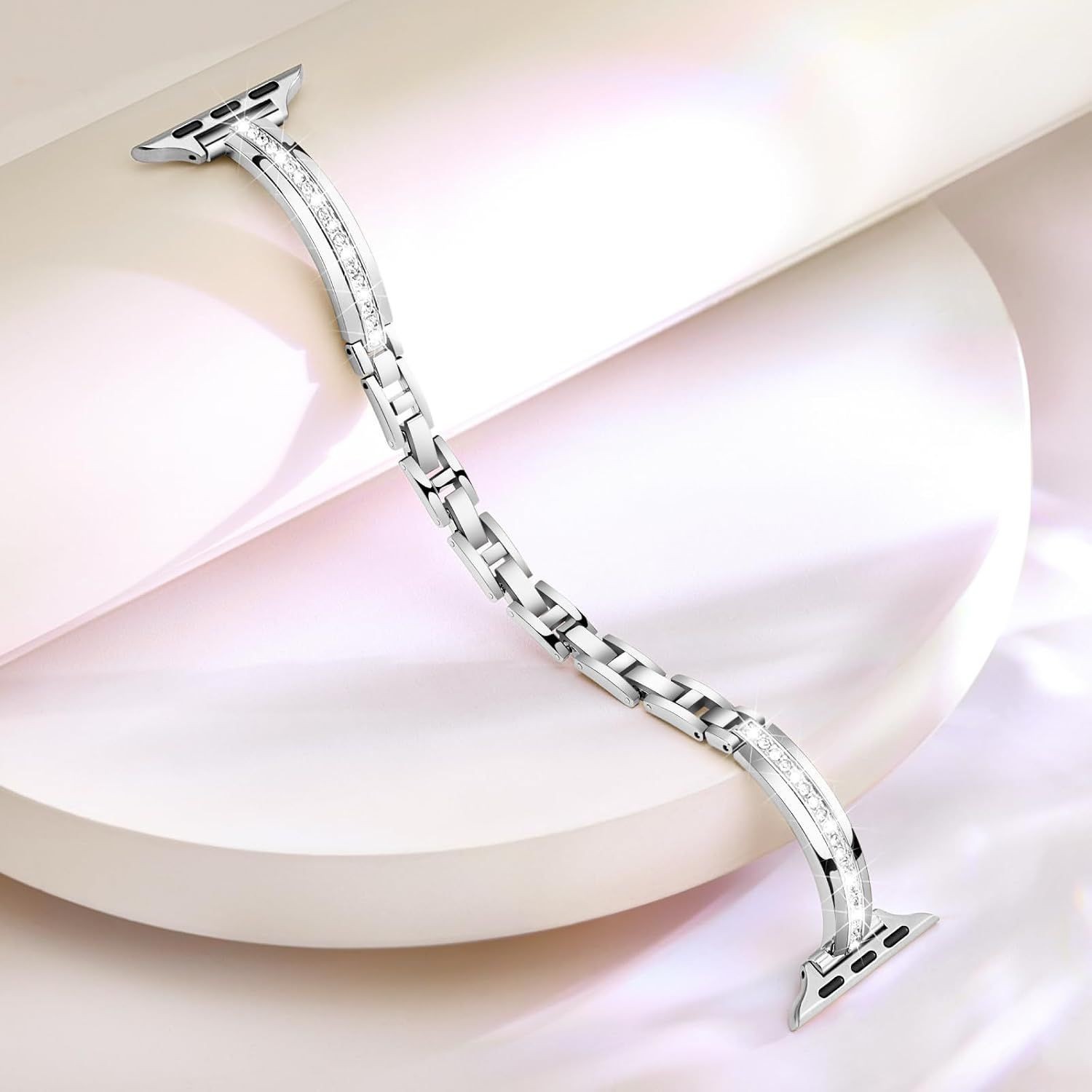 Slim Metal Strap Compatible with Apple Watch Series 7 44mm Jewelry Bracelet