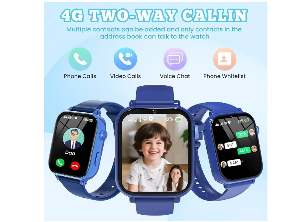 4G Kids Smart Watch for Boys Girls, Kid Watch Phone Ages 4-12 with Call, GPS,…