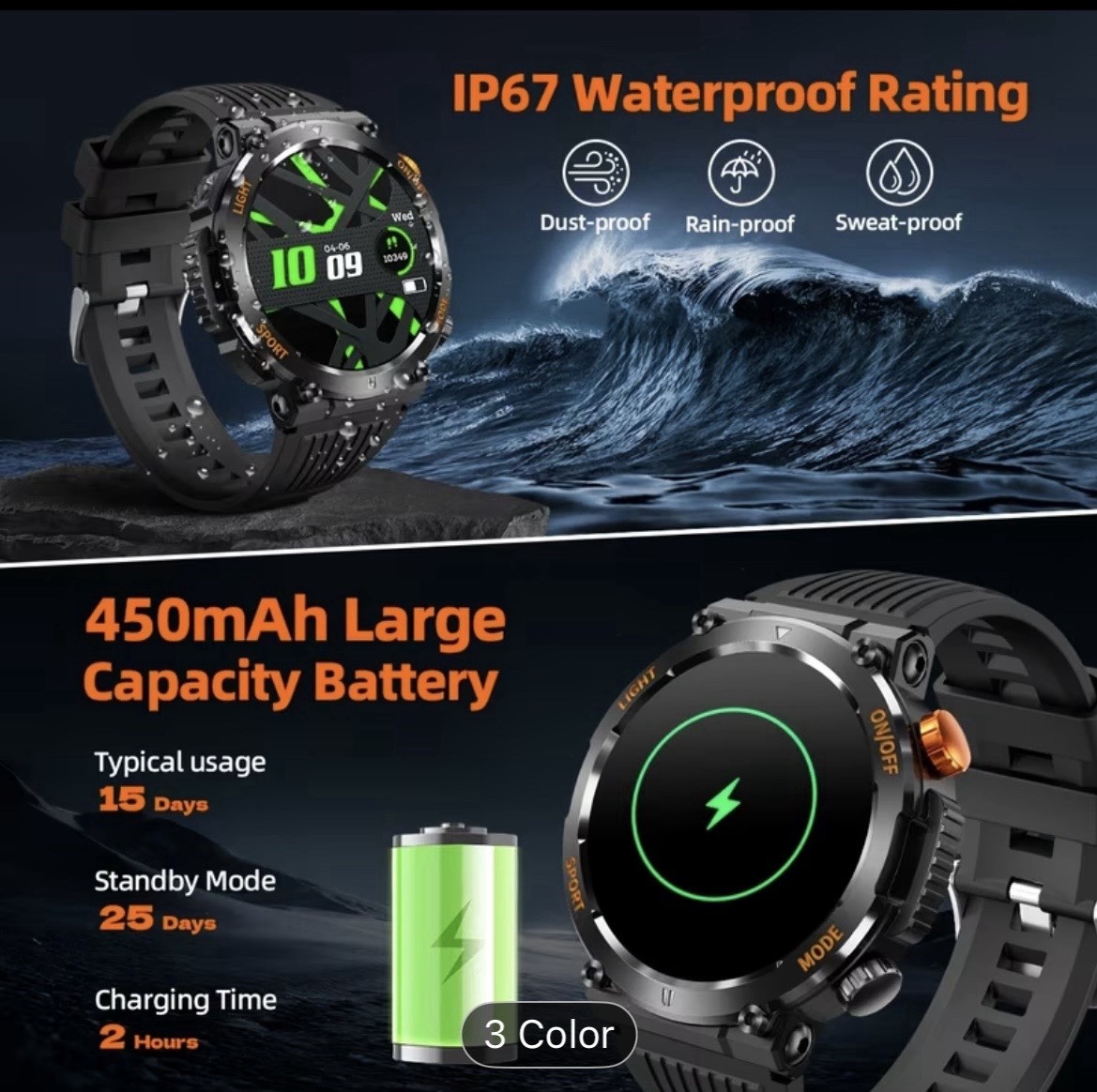 Men’s Smartwatch – Fitness, AI Voice, Call, Sleep Tracker, Android/iOS