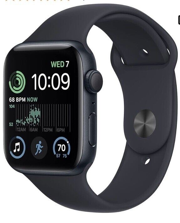 Apple Watch SE 2nd Gen 44mm GPS Midnight Case w/ Midnight Sport Band MNTG3LL/A