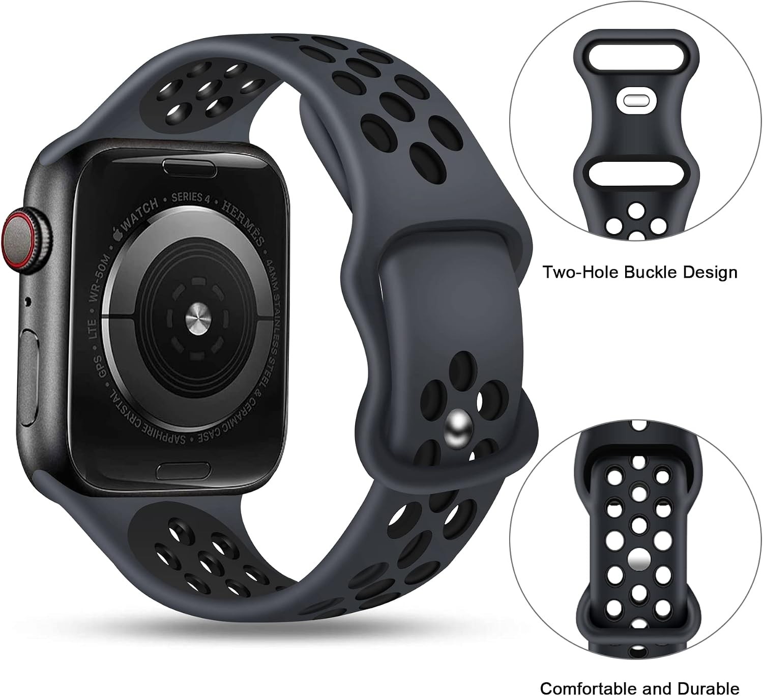 Silicone Sport Strap Compatible with Apple Watch Series 7 44mm