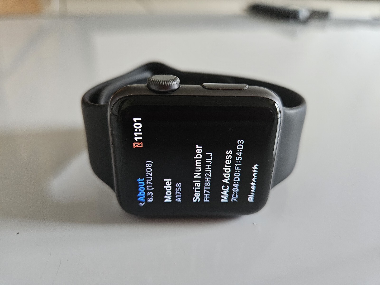 Apple Watch Series 2 Generation Black Band 42mm A1758, SN- FH7T8H2JHJLJ Unlocked