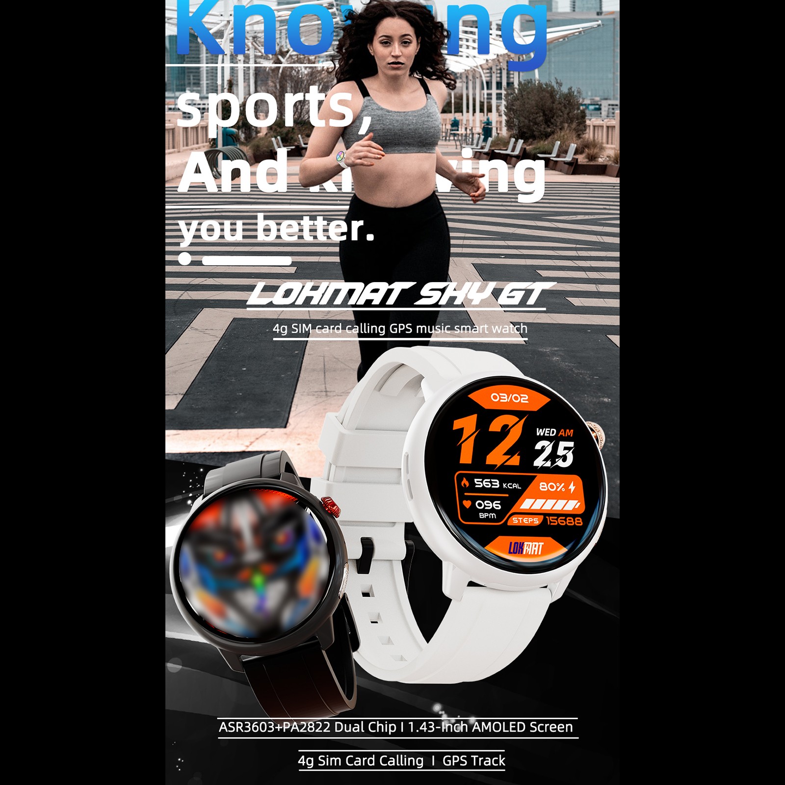 LOKMAT SKY GT Smart Watch Fitness Tracker Wristwatch Health Monitor Watch BCPK
