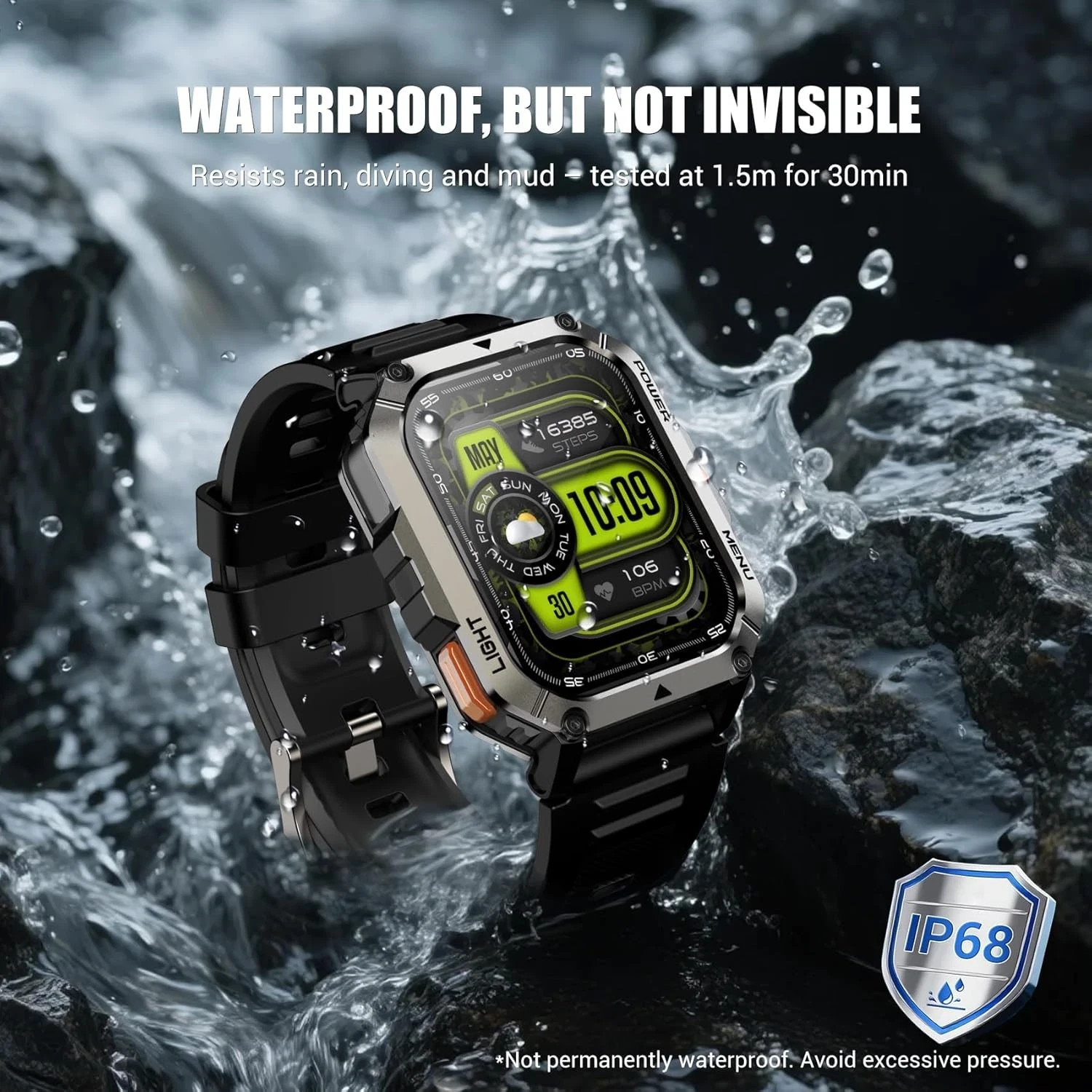 Blackview Military Smart Watch Men Built-in LED Lights Compass & 900Mah Battery