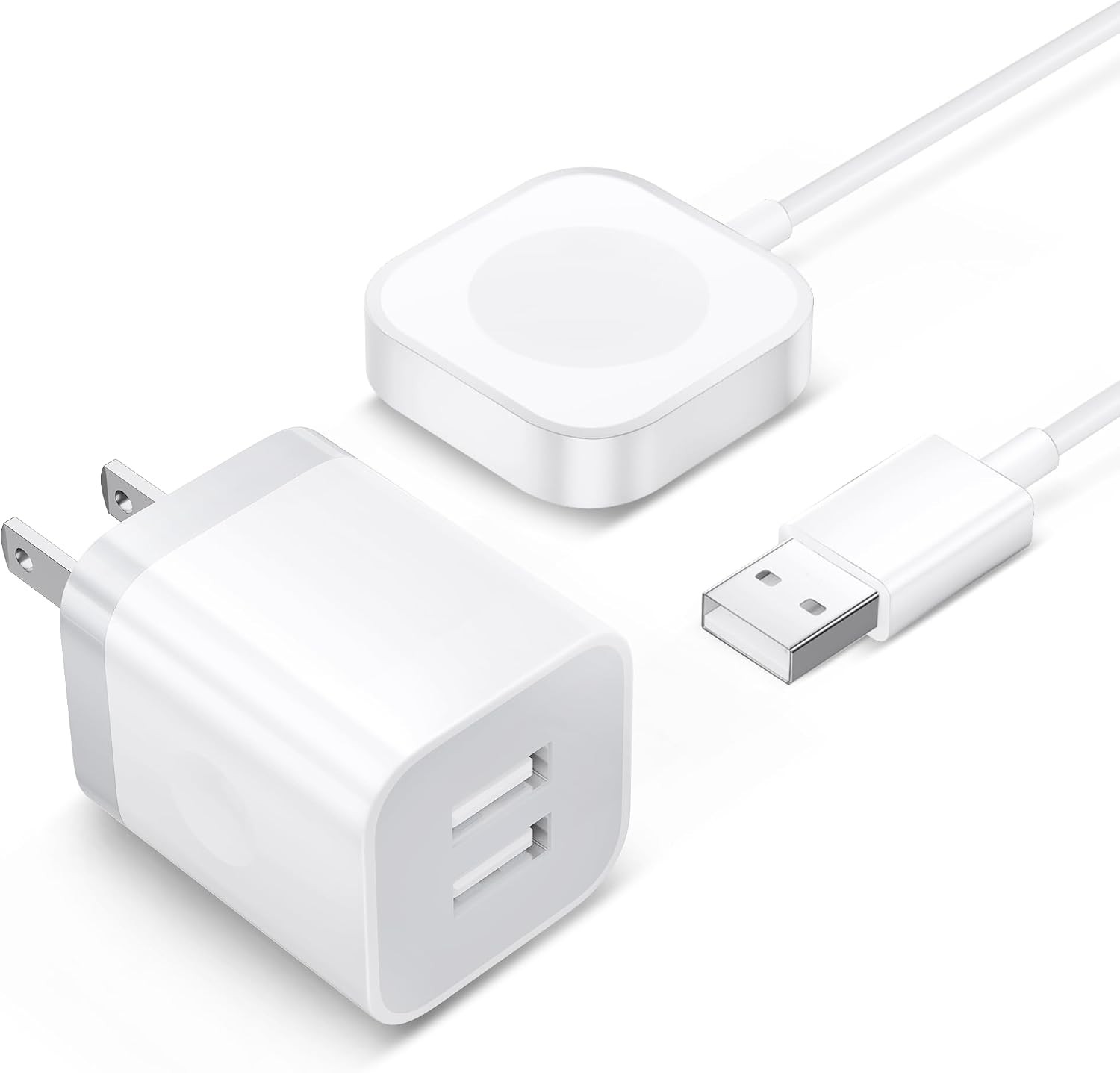 Magnetic Fast Charger for Apple Watch, 3FT Portable Charging Cable, Dual USB Ada