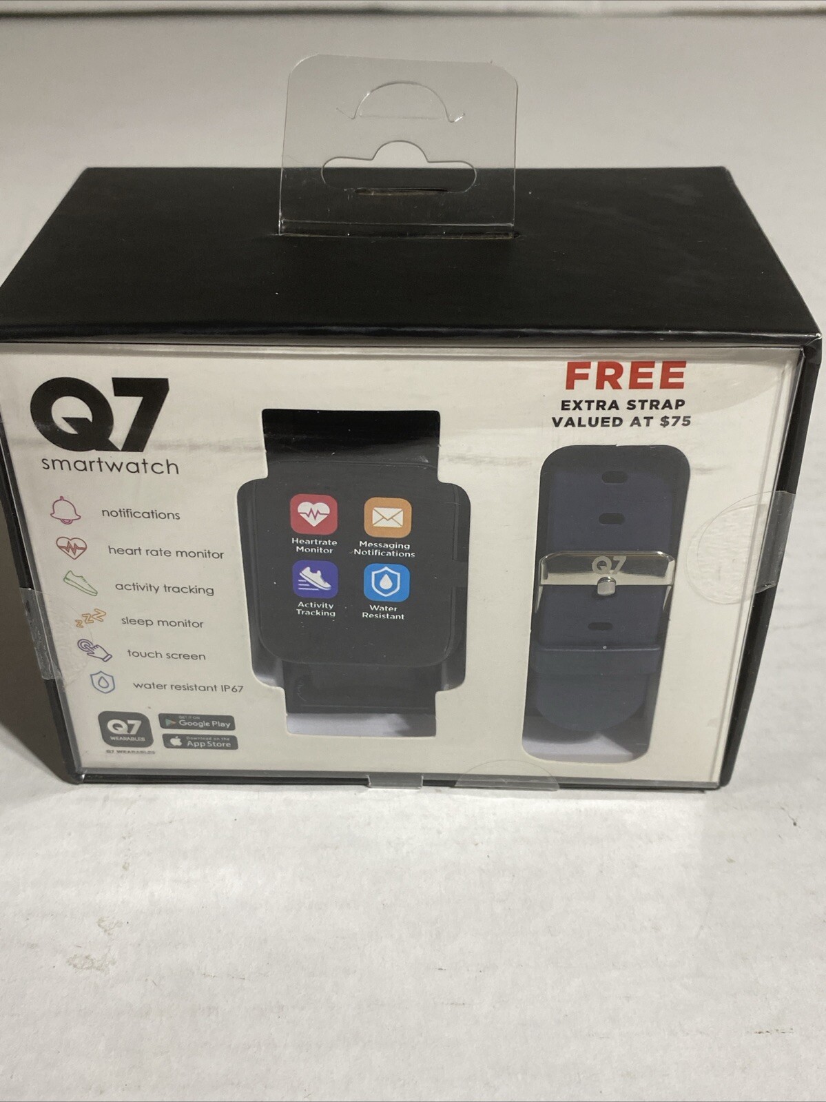 Q7 Black Smartwatch Factory sealed, Heart rate, activity tracker, sleep monitor