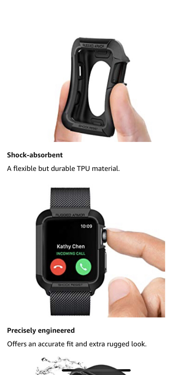 SporTop Compatible Apple Watch Case, 42mm, Shock Proof, Shatter Resistant, Black