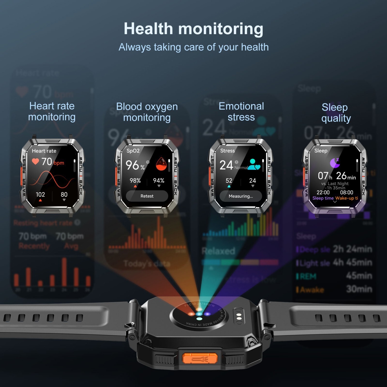 Military Smart Watches for Men Bluetooth Call (Answer/Make Call) 5ATM Waterproof