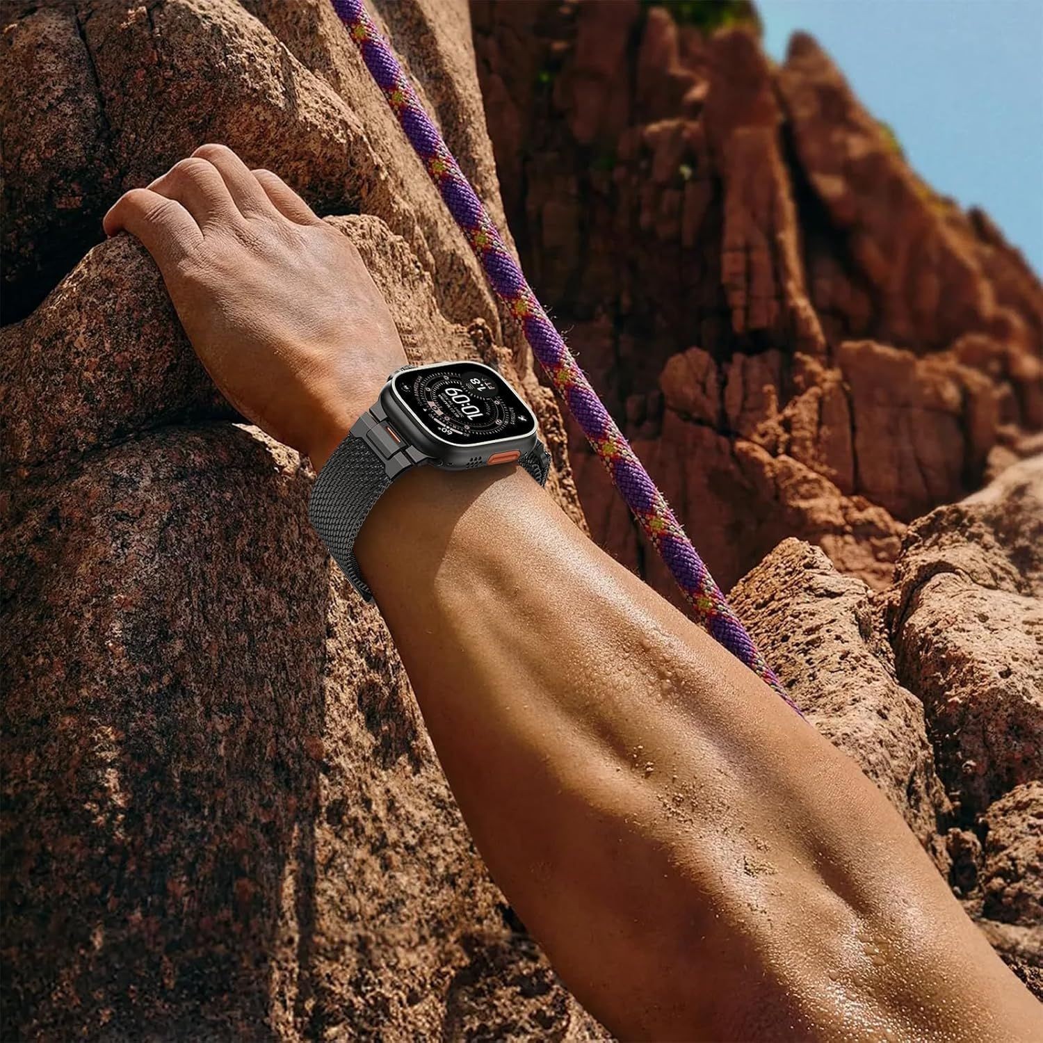 Military-Grade Milanese Loop Strap for Apple Watch Ultra 49mm, Tactical Design