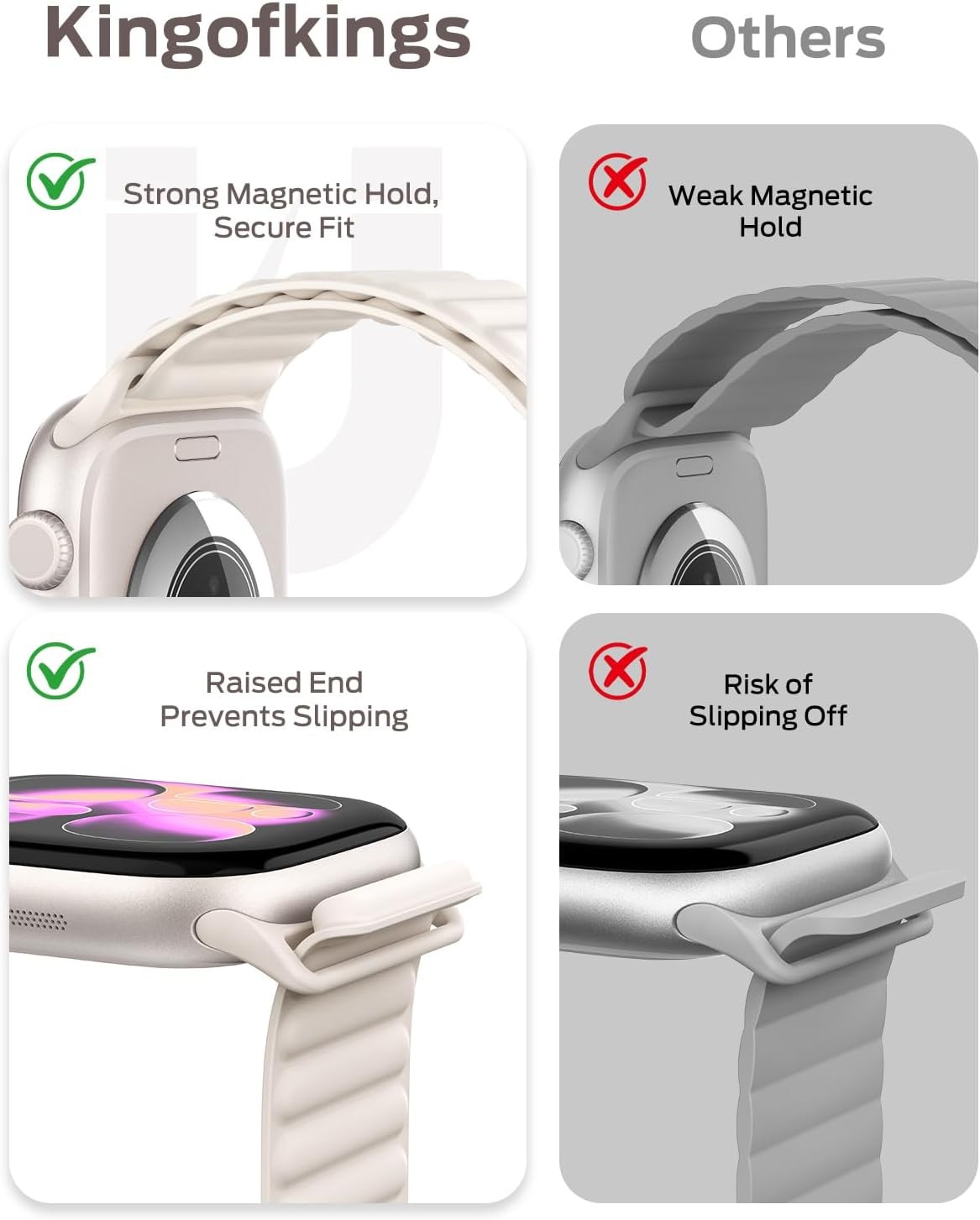 Silicone Magnetic Band for Apple Watch Series 11/SE, 38/40mm Replacement Strap