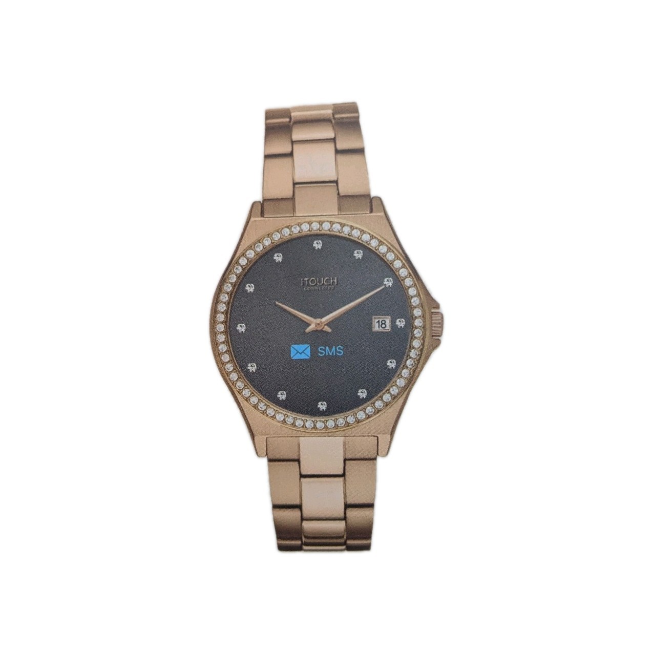 iTouch Connected Analog Smartwatch Compatible with Android iOS, Metal Band