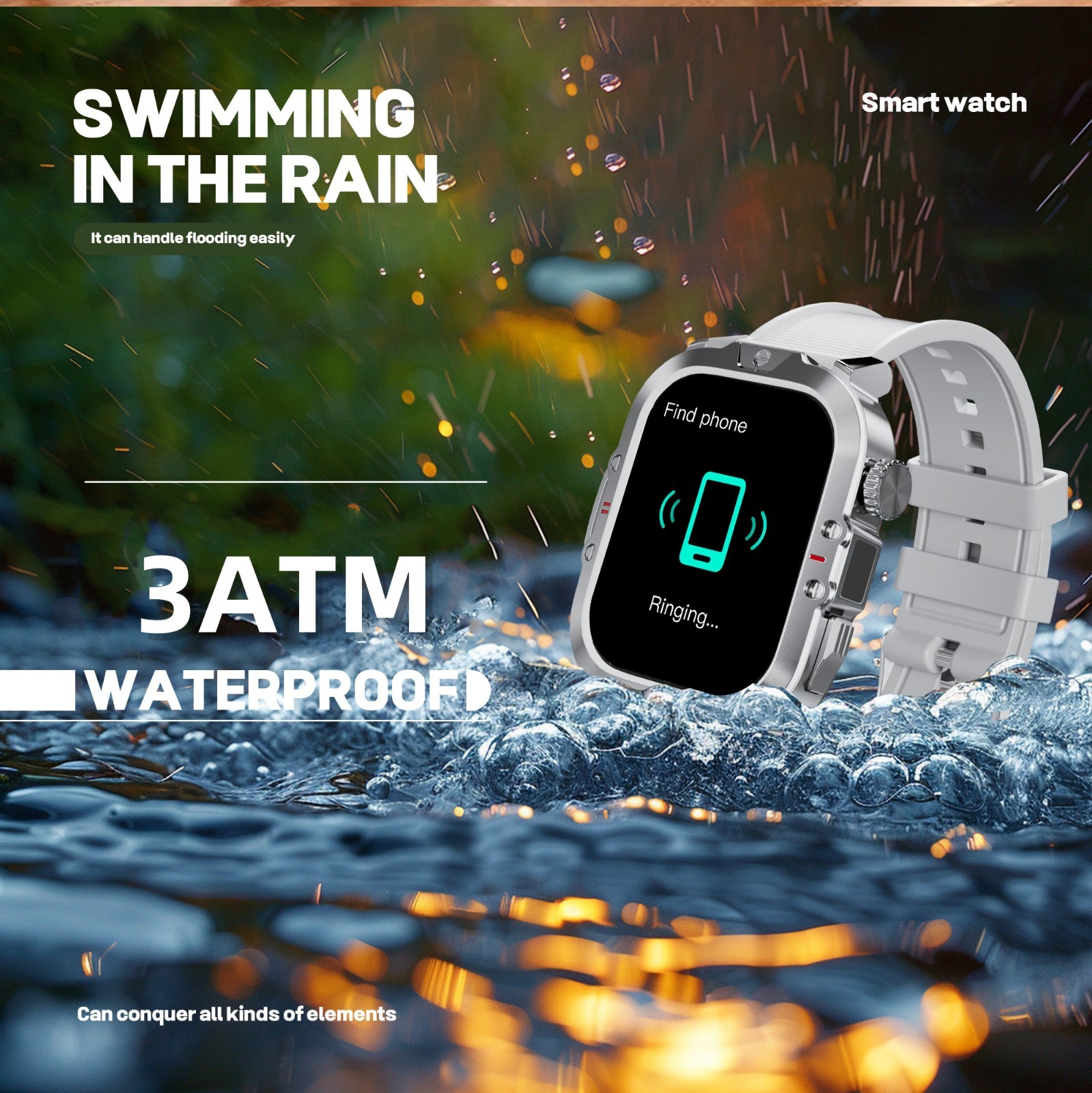 Smart Watch Men 2.01″HD Screen Fitness Tracker LED Flashlight for iPhone Android