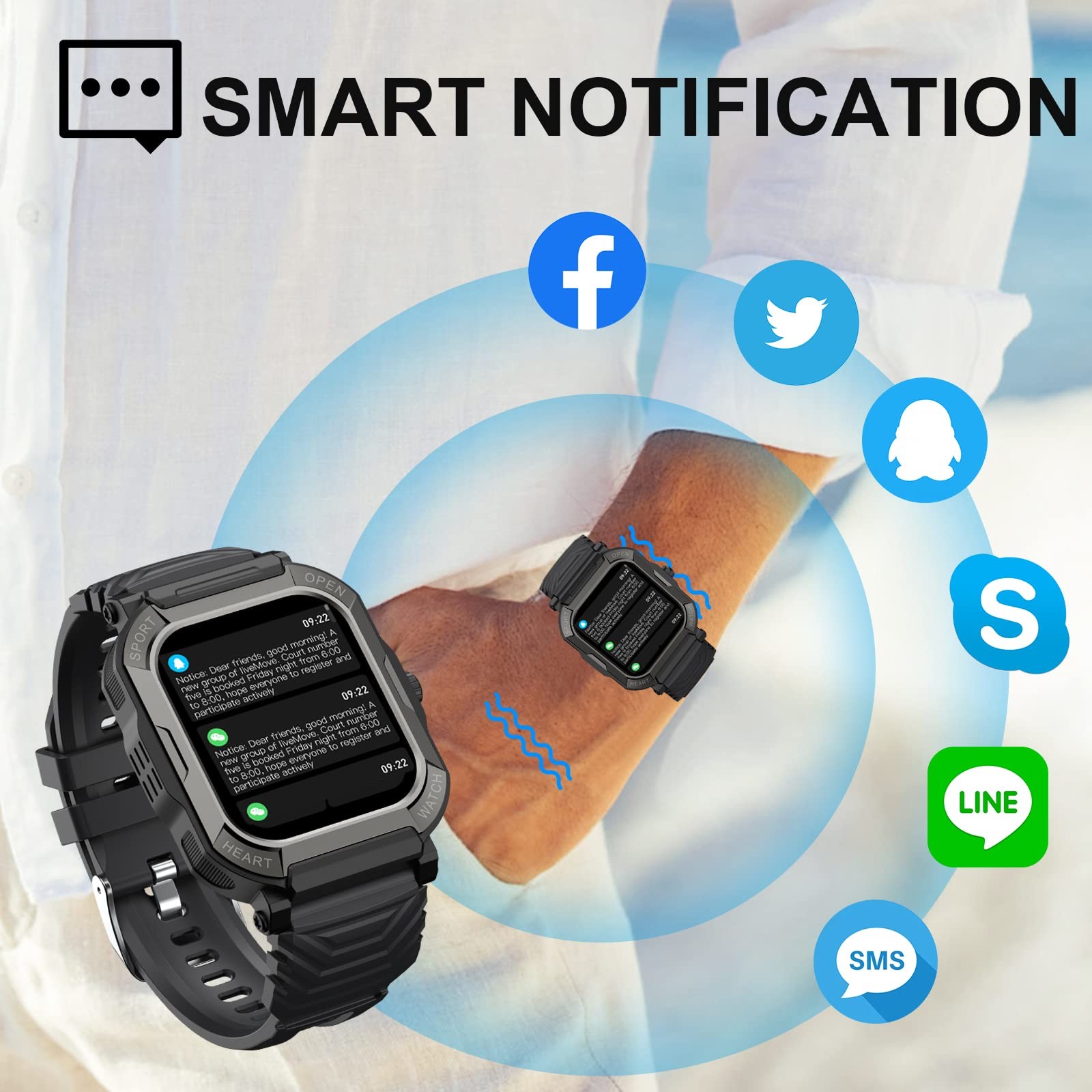1.91” Military for Men (Dial/Receive) , Fitness Tracker, for Android iOS Pho…