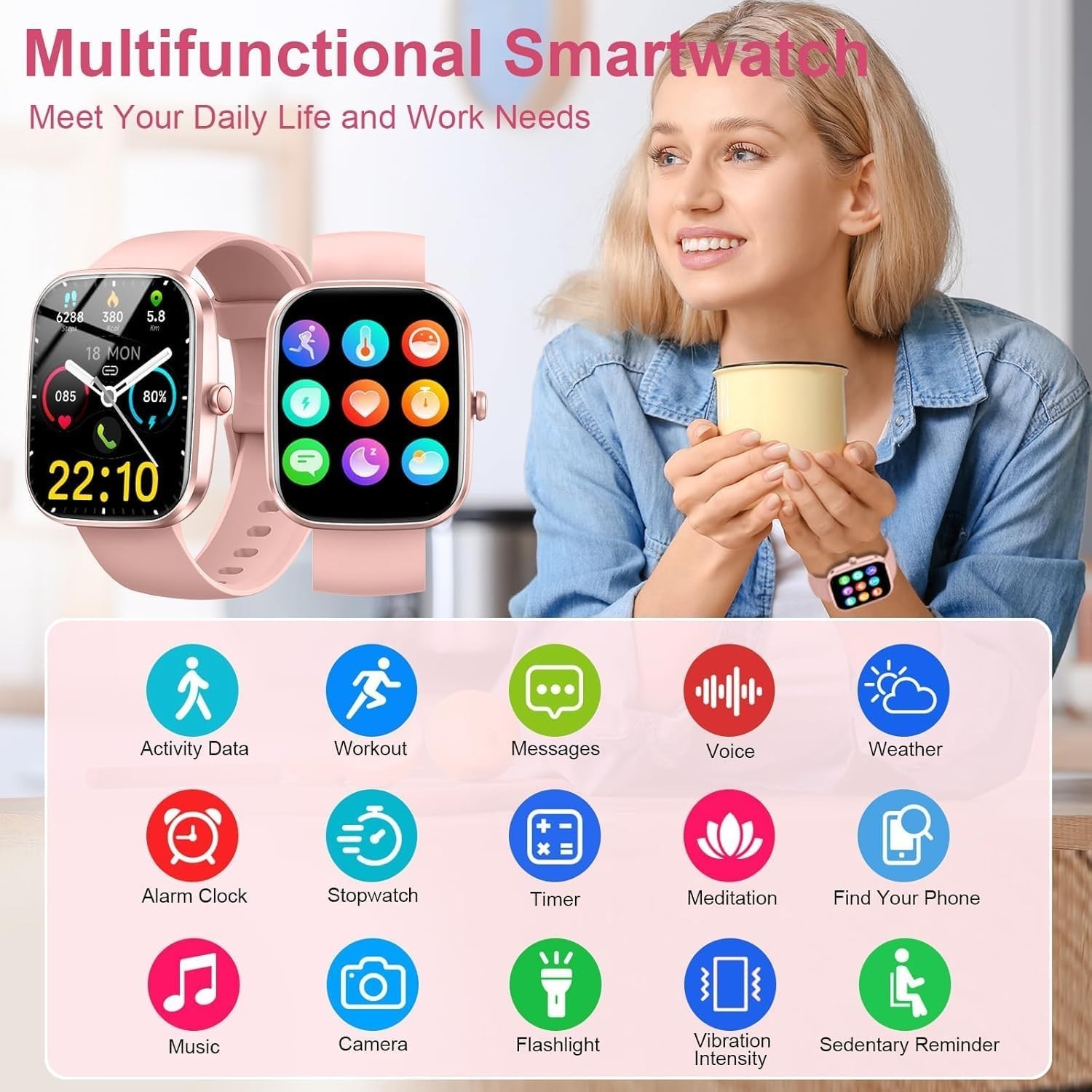 Women’s Smart Watch Bluetooth SmartWatch For Apple iPhone iOS and Android