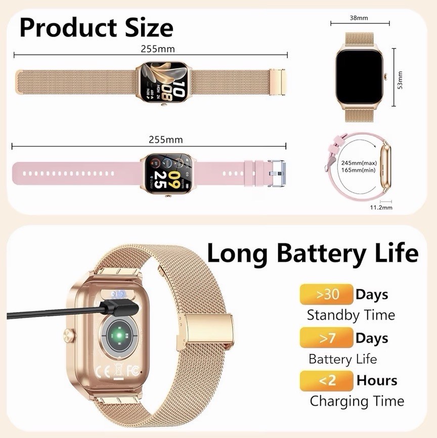 Smart Watch for Women Men Dial/Answer Calls Compatible Android 7.0+, iOS 9.0+