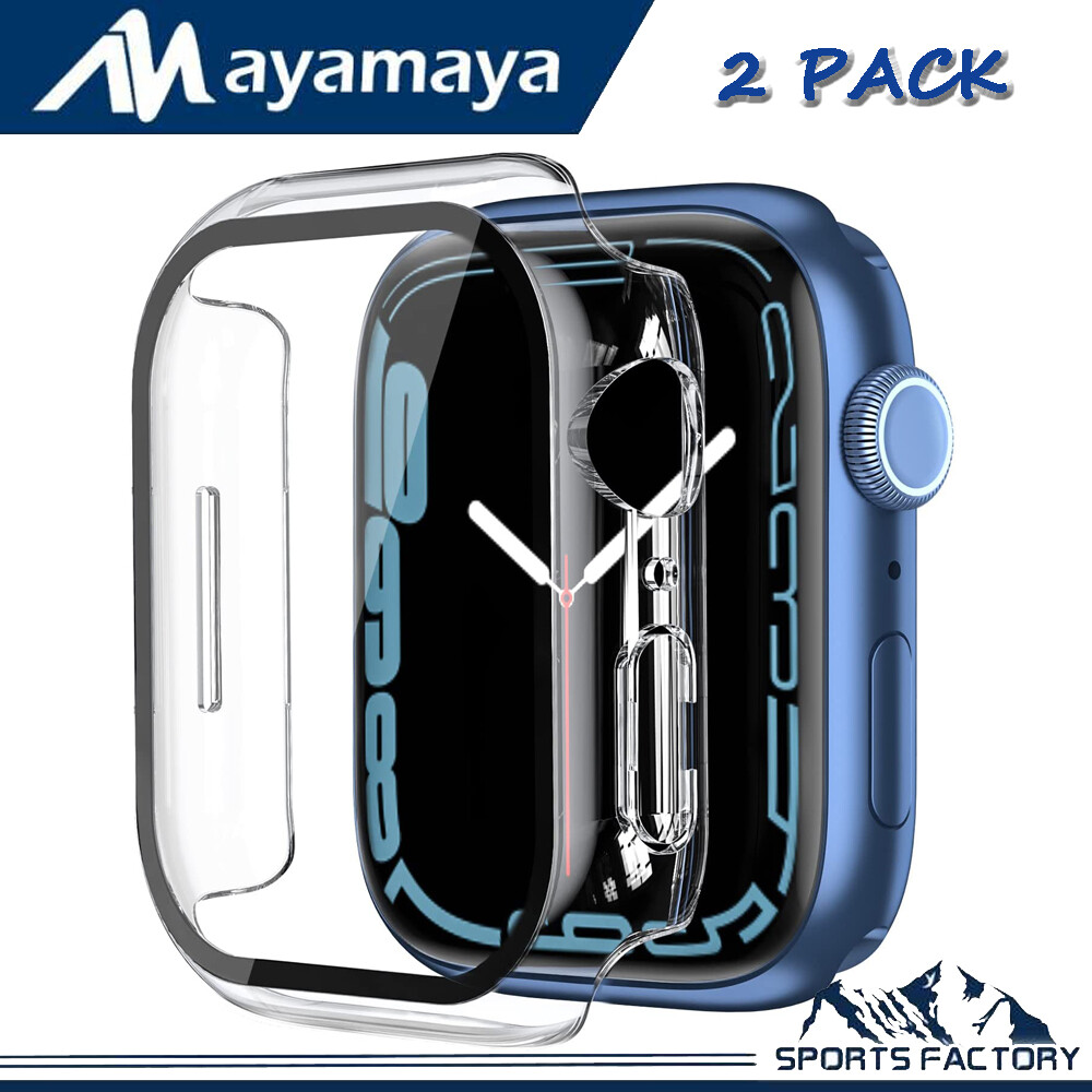 2Pcs Snap On Protective Case Cover Glass Screen Protector F Apple Watch 41/45MM