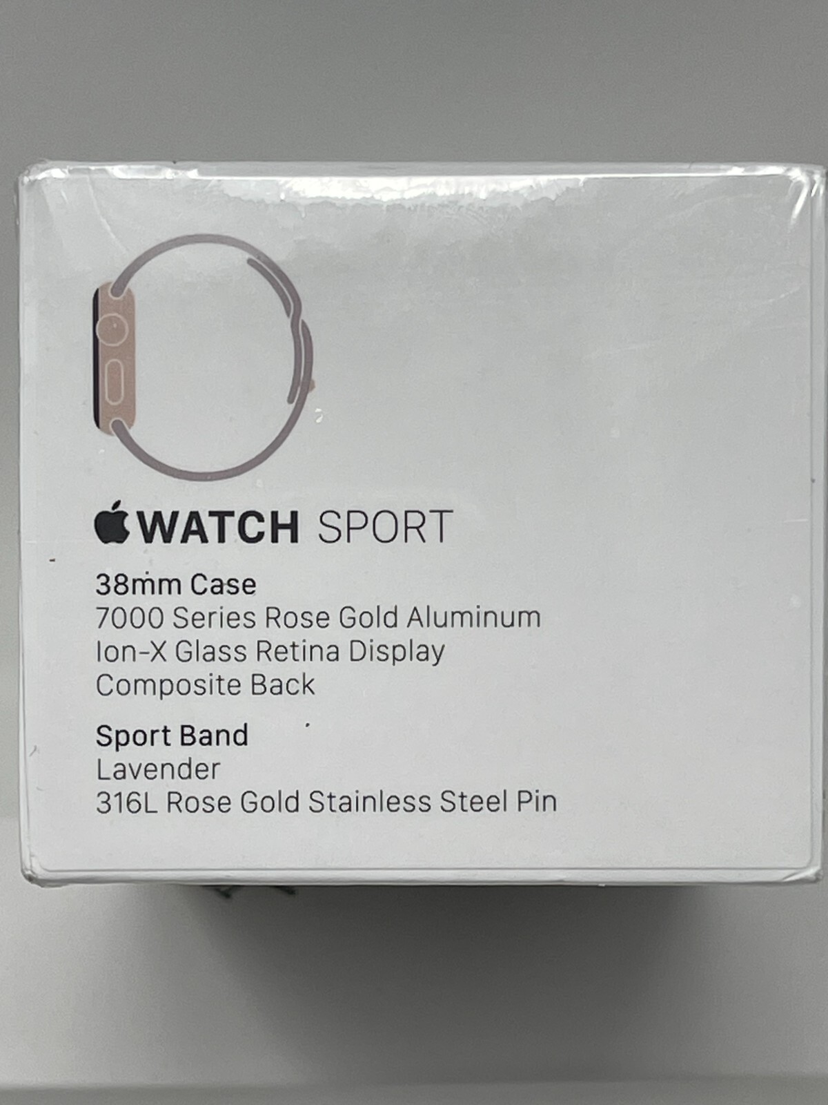 Apple Smart Watch Sport 7000 38mm Rose Gold Aluminum Case Lavender Ba Wristwatch
