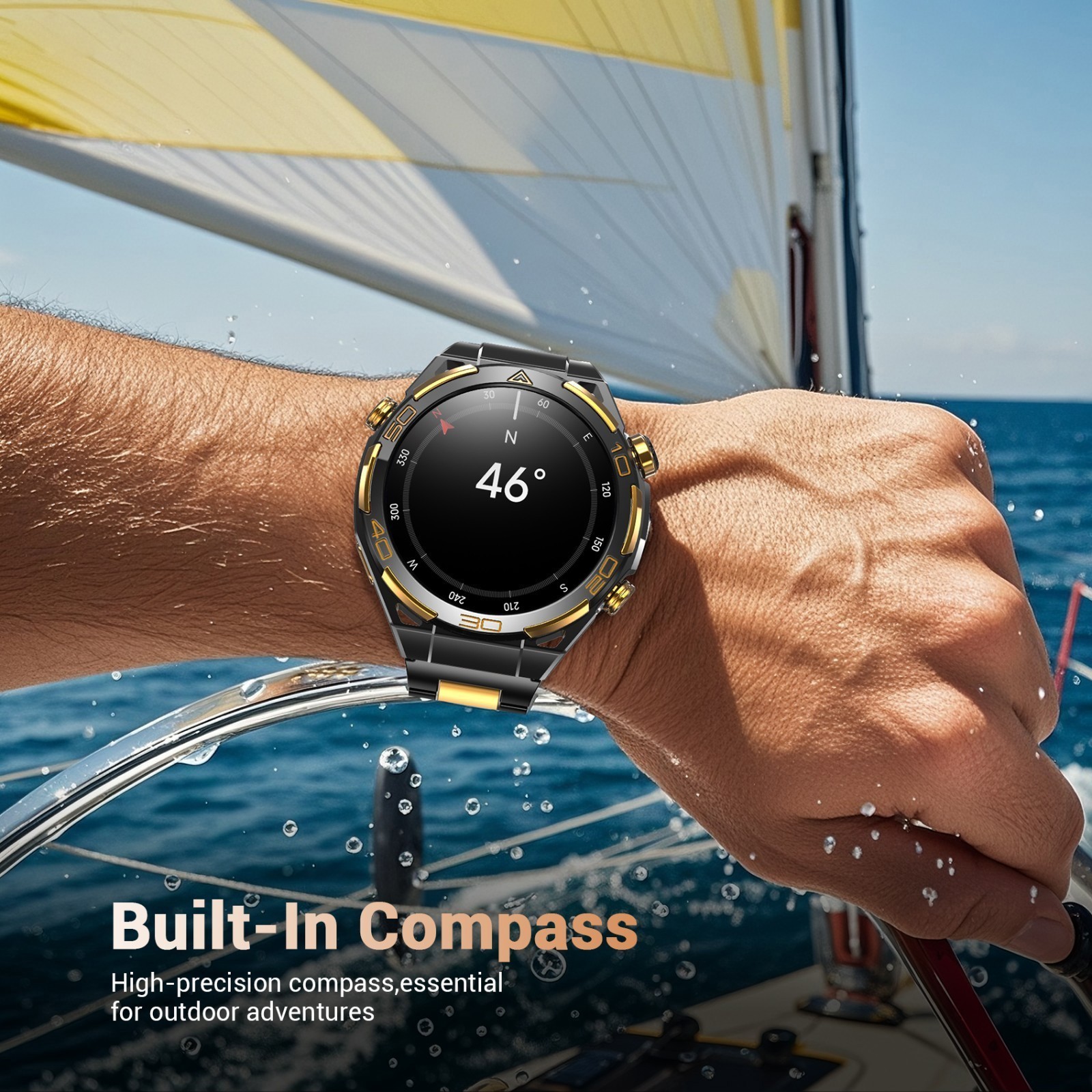 Smart Watch Tactical Fitness Tracker Built-in GPS AMOLED 5ATM Waterproof 900mAh