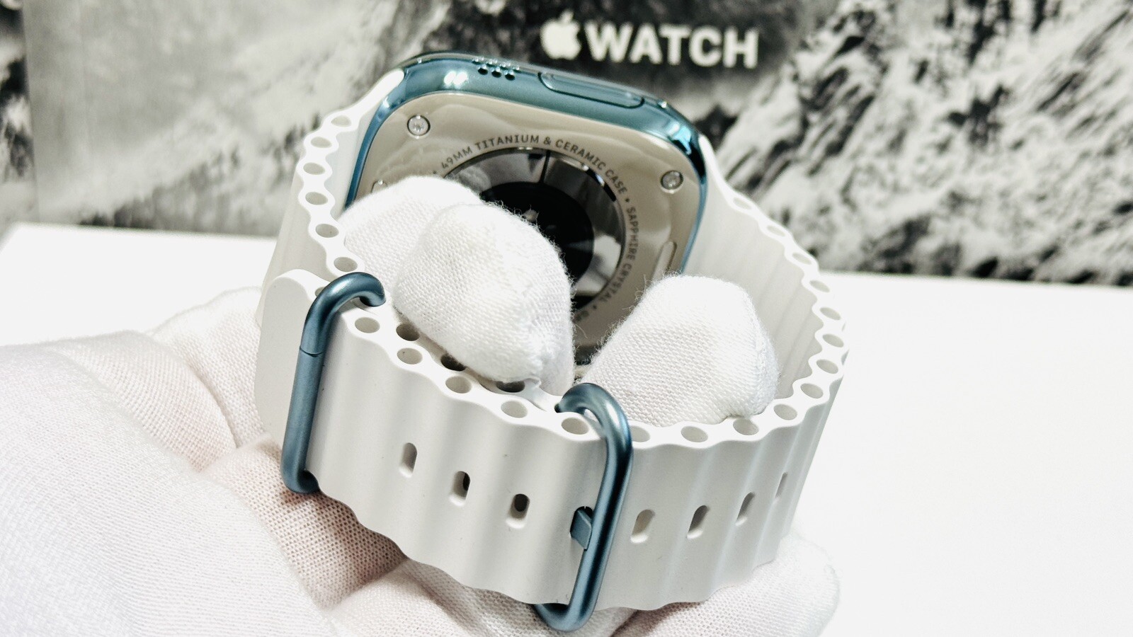 SKY BLUE Apple Watch ULTRA 3 49mm Titanium Custom Polished Anodized White Ocean