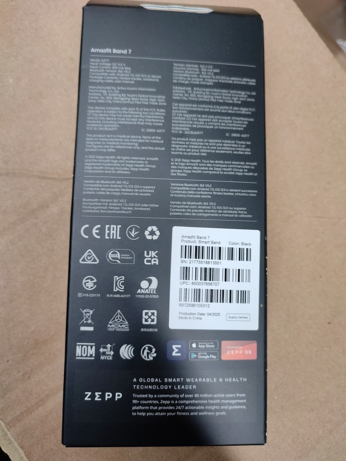 Amazfit Band 7 37.3 mm Fitness Tracker Smart Watch (Black)