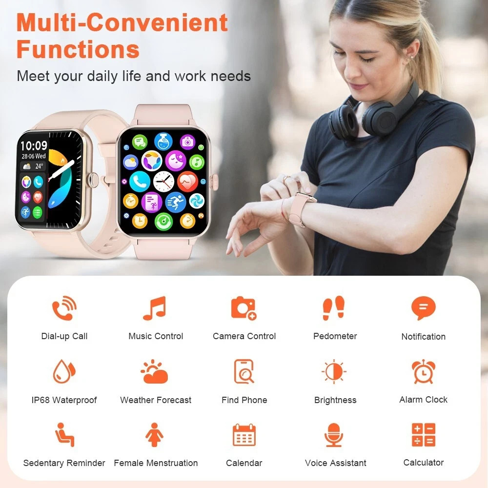 2026 Smart Watch Women Waterproof Smartwatch Bluetooth For iPhone Samsung