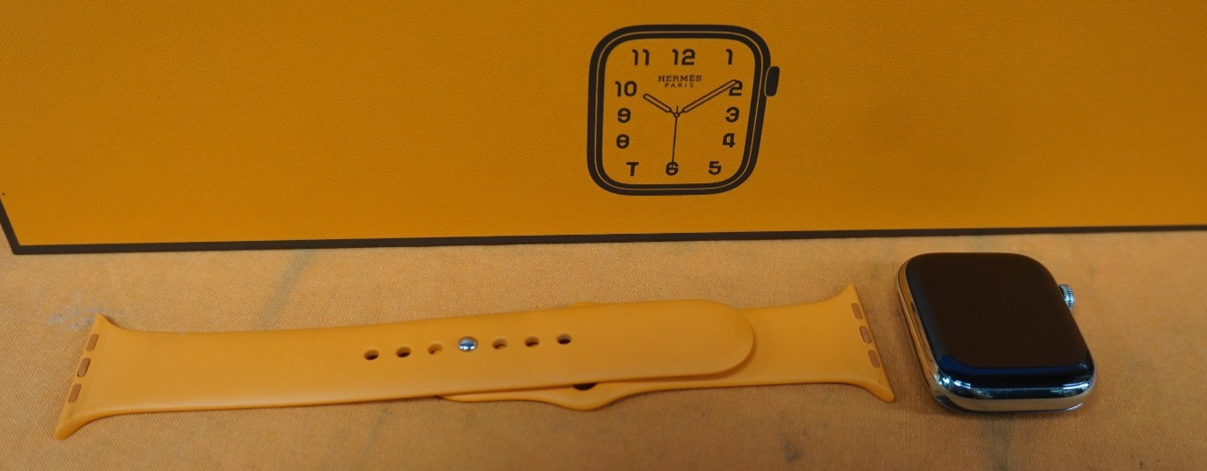 Apple Watch Series 7 45MM MKMG3LL/A Stainless Steel Hermes Paris Orange Band