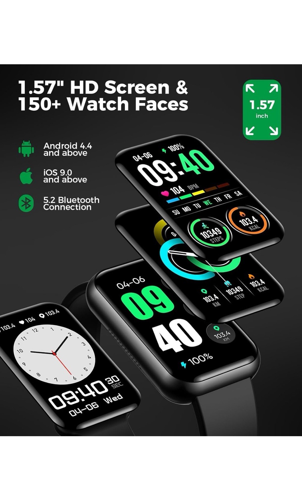 Smart Watch Fitness Tracker Answer/Make Call 24/7 Heart Rate Spo2 Blood Press…