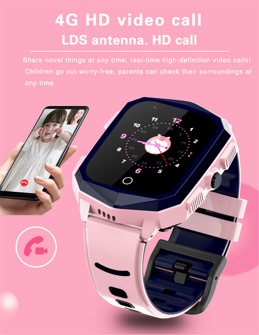 Kids Smartwatch 1.4″ Bluetooth Wristwatch 4G Watch Video Call Children Gift