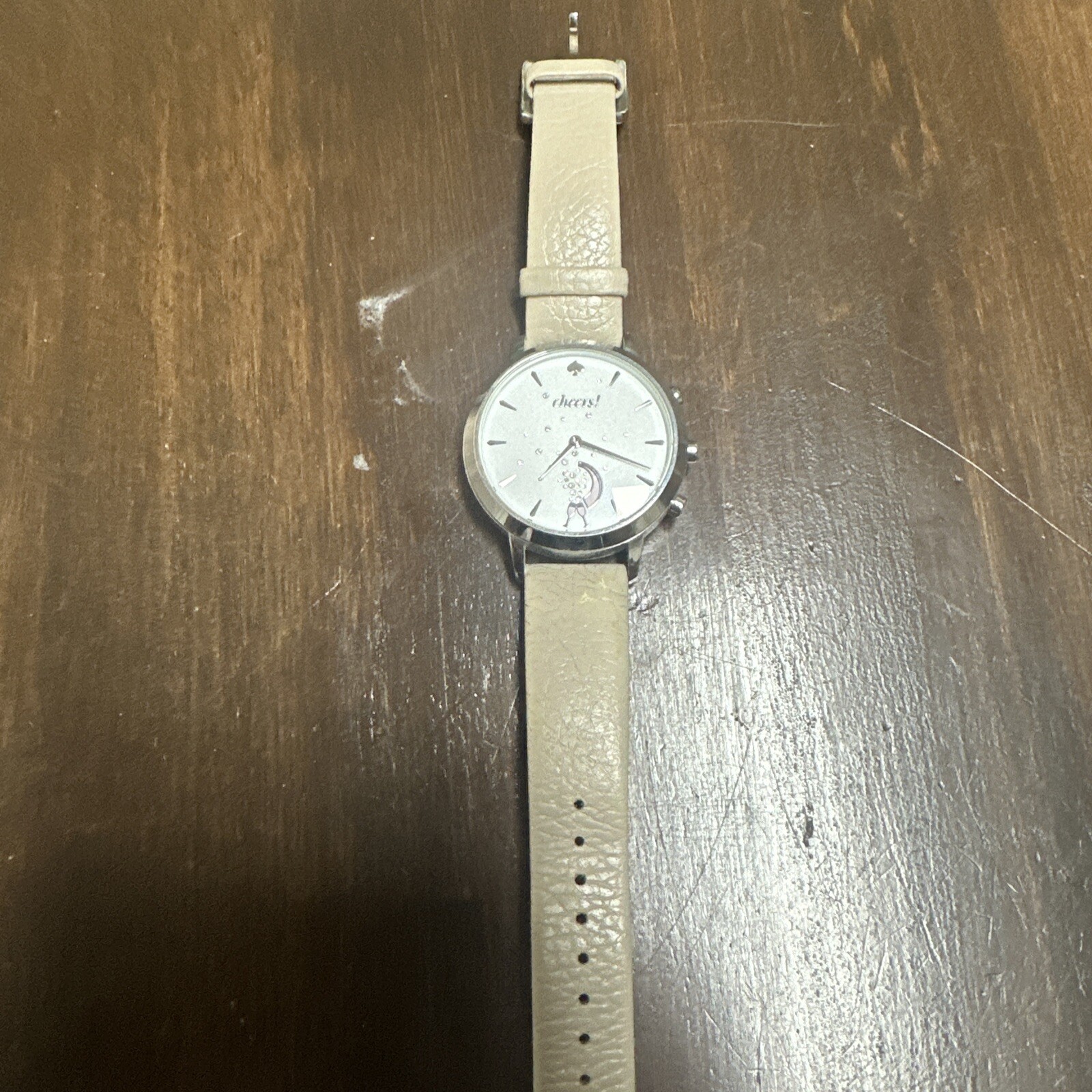 Kate Spade Hybrid Smart Watch Silver And White Beige Leather