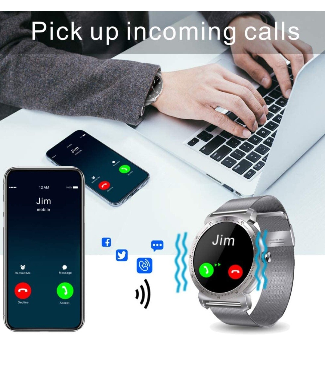 K88H Smart Watch 1.22 Inch IPS Round Screen, Android 4.4and up; iOS 7.7 and up.