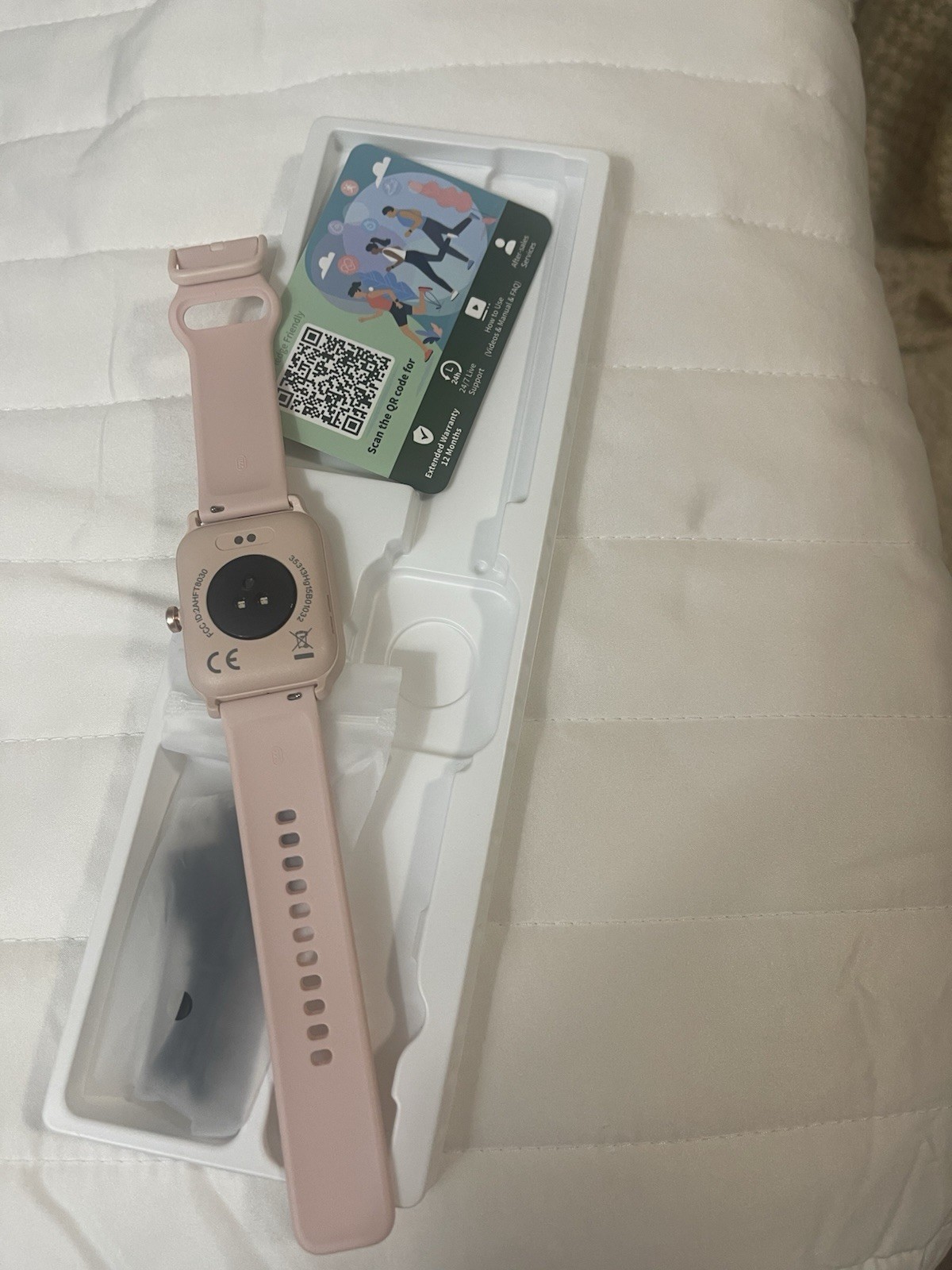 IDW13 Plus Smart Watch 44mm Pink Metal Case Silicone Band Fitness Tracker