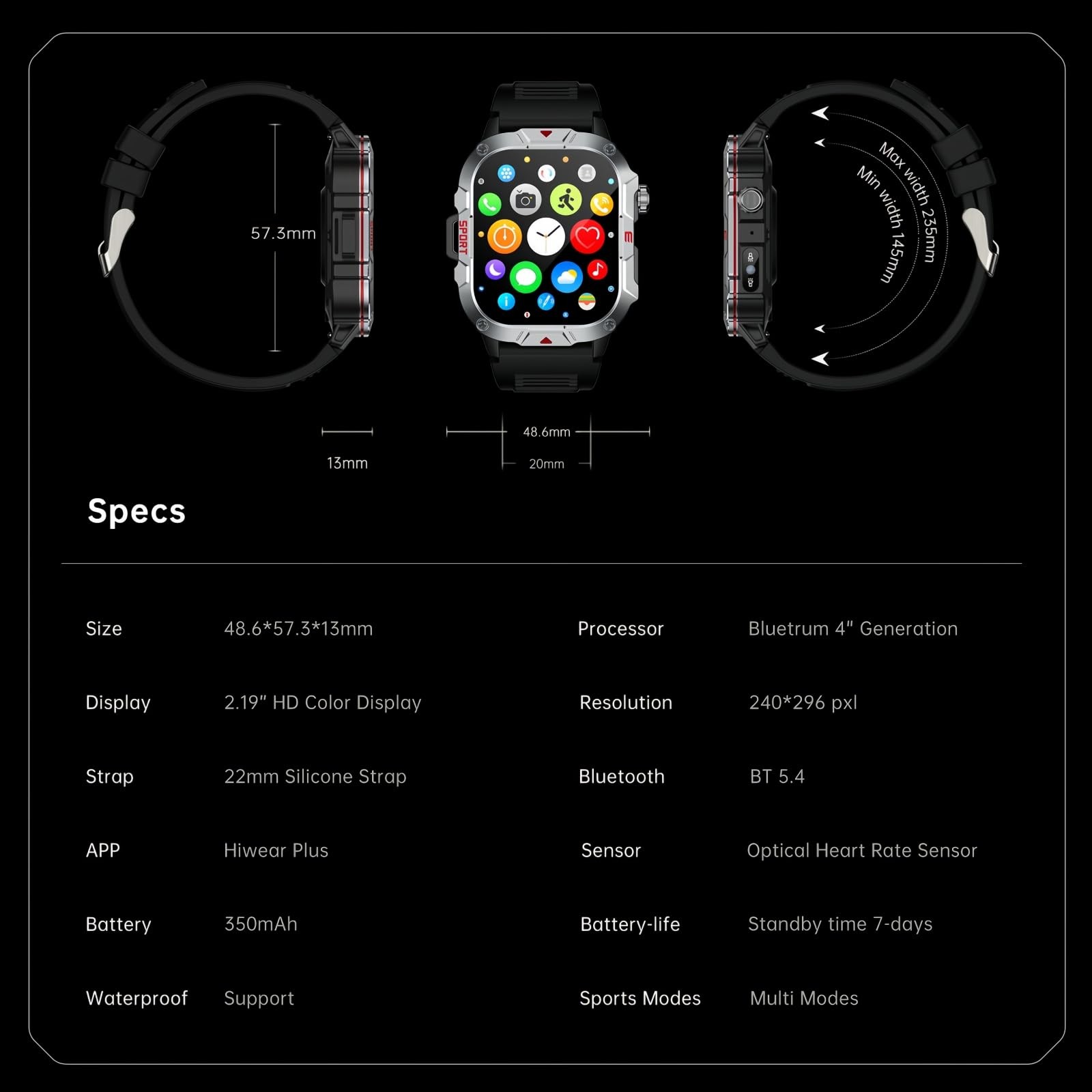 Watches for Men , 2.1″ HD Touchsreen, Bluetooth Calling, 5 ATM Water-Resistan…