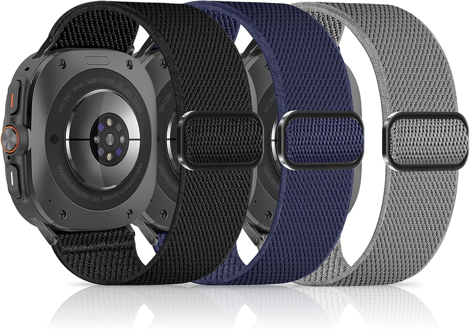 Nylon Replacement Strap 3 Pack for Samsung Galaxy Watch 7 Ultra 47mm Bands