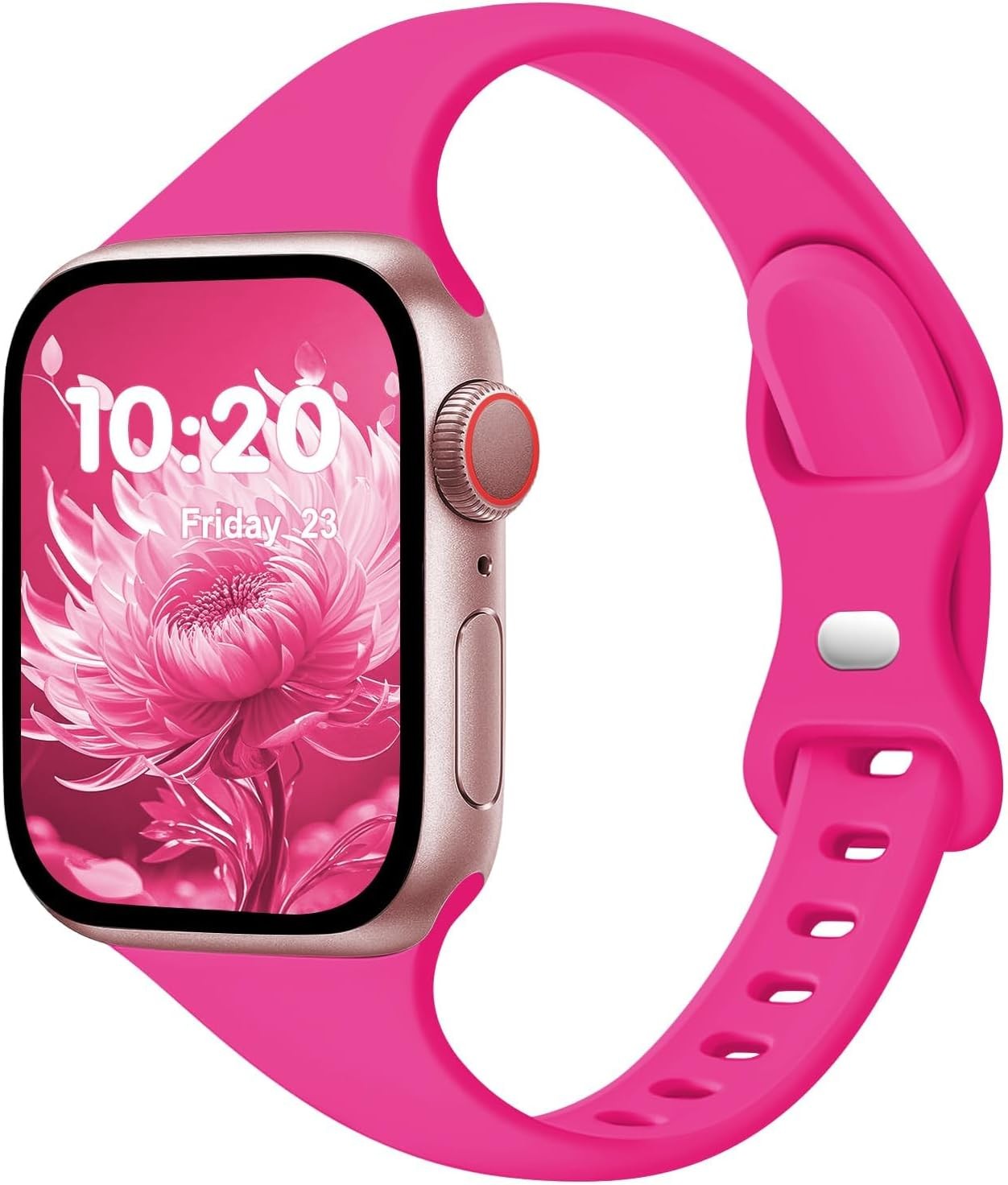 Soft Thin Silicone Strap for Apple Watch Series 7 38mm 40mm – Bright Pink