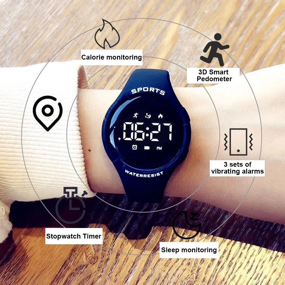 Multi-Function Waterproof Sports Watch Vibration Alarm Electronic Clock