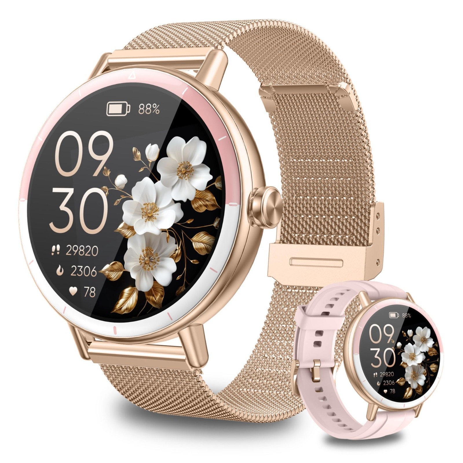 Smartwatch for Women, IP68 Waterproof Fitness Tracker, Bluetooth Calls, Heart Ra
