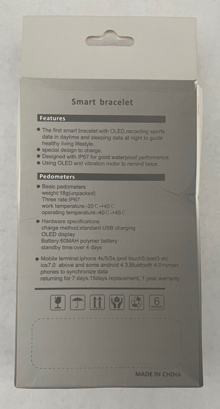 New! Black silver Unisex Android iOS SMART BRACELET For Steps Calories Sleep +