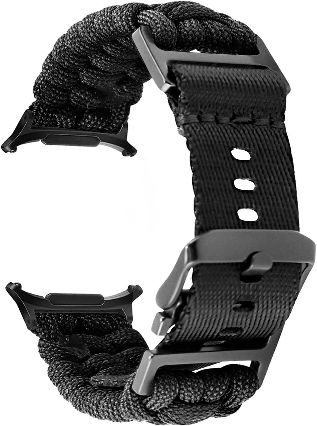 Black Nylon Paracord Watch Band for Samsung Galaxy Watch 8 40mm 44mm Models