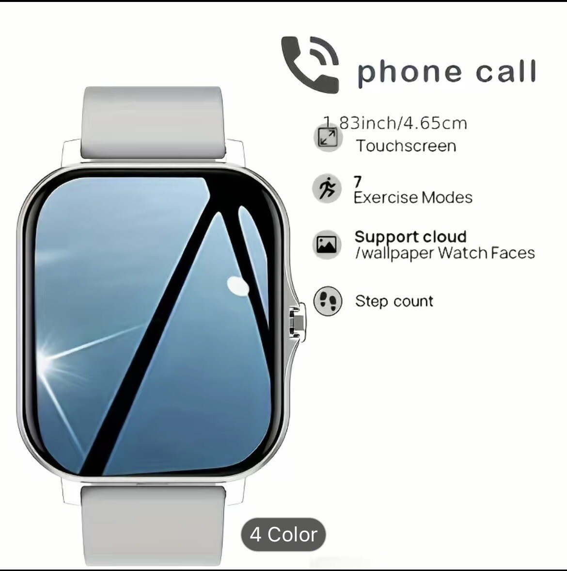 Smart Watch with Wireless Calling, Sport Mode Fitness Monitoring, Unisex (Black)