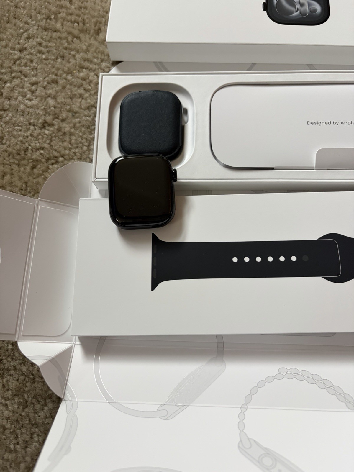 Apple Watch Series 11 42mm GPS Jet Black Case w Black Sport Band S/M GPS