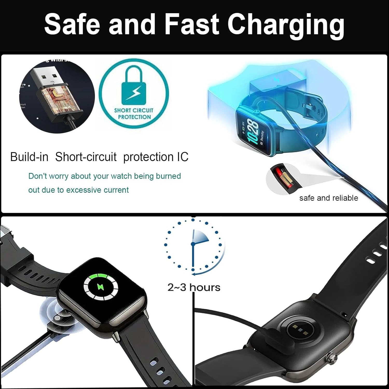 IOWODO W60 & Blackview W60, R50pro, R30 Pro Smart Watch Charger, [2-Pack]