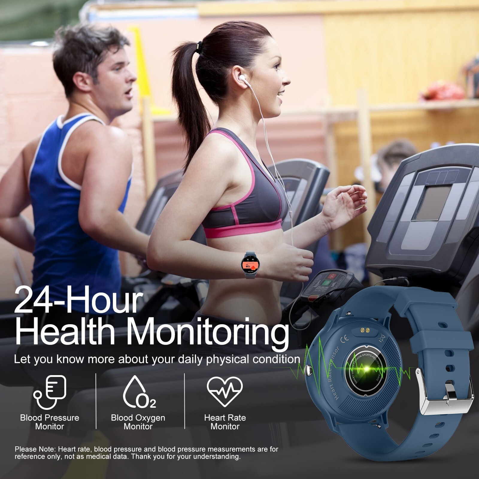 Smart Watch Sport Fitness Tracker Heart Rate Oxygen Blood Pressure For Women Men