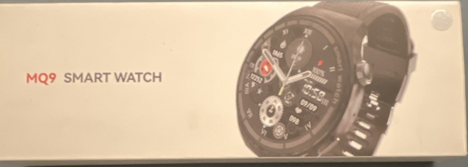 MQ9 Smart Watch 1.45in Black Metal Case, Silicone Band, Waterproof Bluetooth